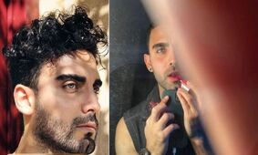 زنانه پوشی محمد صادقی با دامن و کفش پاشنه بلند ! / عشوه و دلبری با گوشواره !