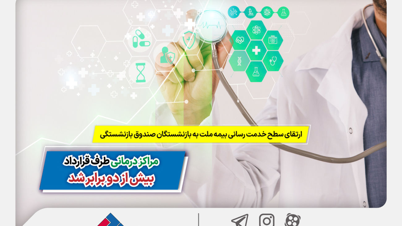 ارتقای سطح خدمترسانی بیمه ملت به بازنشستگان صندوق بازنشستگی/ مراکز درمانی طرف قرارداد بیش از 2 برابر شد