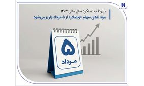 سود نقدی سهام «وبصادر» از ۵ مرداد واریز می‌شود